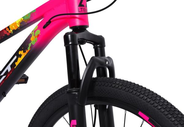 (м) Велосипед детский LTBIKE 22" SKILL, алюминий, рама 11", 6-ск, черный/розовый фото