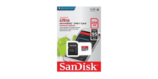 Карта памяти MicroSD 256GB SanDisk Class 10 Ultra UHS-I  A1 (150 Mb/s) (SDSQUAC-256G-GN6MA) фото