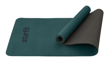 Коврик для йоги STARFIT FM-201 TPE, 183x61х0,6 см, черный/холодный океан фото