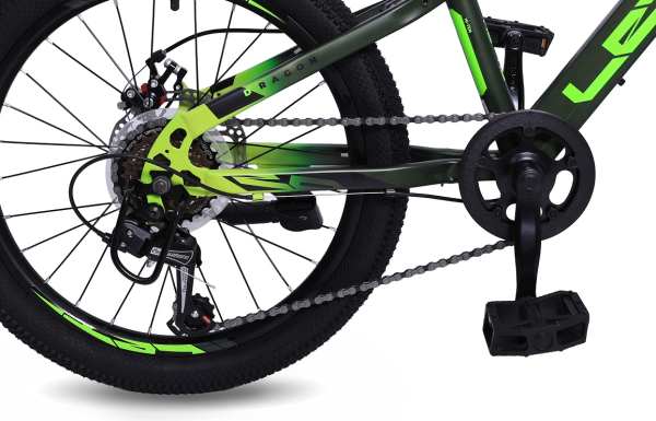 (м) Велосипед детский LETO 20"DRAGON, сталь, рама 10,5", 6-ск, оливковый фото