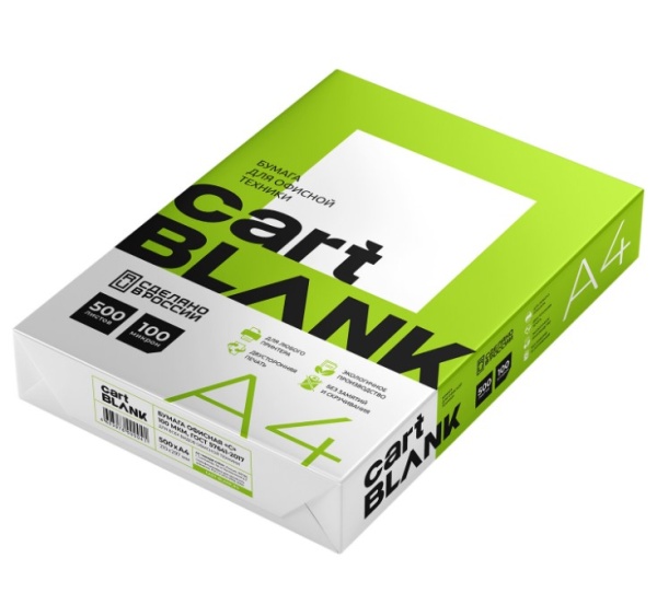 Бумага CARTBLANK А4, 80 г/м2, 500 л., марка С, Россия, 146%  фото