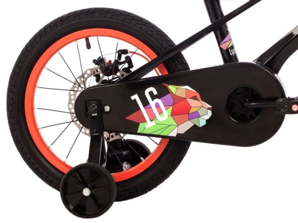 (м) Велосипед детский NOVATRACK 16"165MLYNXD.BK4 магнез рама, чёрный, полная защ.цепи, диск.тормоз, фото