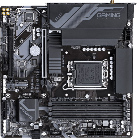 Материнская плата Gigabyte B760M GAMING X AX Soc-1700 Intel B760 4xDDR4 mATX AC`97 8ch(7.1) 2.5Gg RA фото