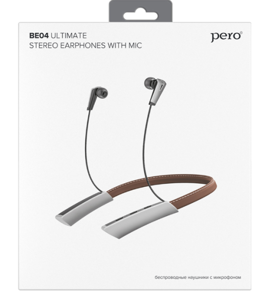 Беспроводные bluetooth наушники PERO BE04 ULTIMATE Brown вакуумные PWH-BE04BR фото