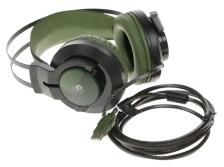 Игровые наушники с микрофоном A4 Bloody J450 черный/зеленый фото