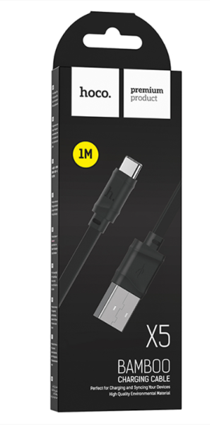 Кабель USB - Type-C HOCOX5 Bamboo, 1.0м, плоский, 3.0A, чёрный 6957531042693 купить ЦИТ Кабель USB - Type-C HOCOX5 Bamboo, 1.0м, плоский, 3.0A, чёрный 6957531042693 фото