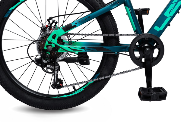 (м) Велосипед детский LETO 22" DRAGON, сталь, рама 11", 6-ск, синий фото