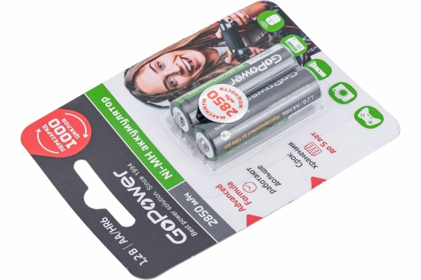 Аккумулятор GoPower AA 2850mAh 2шт фото