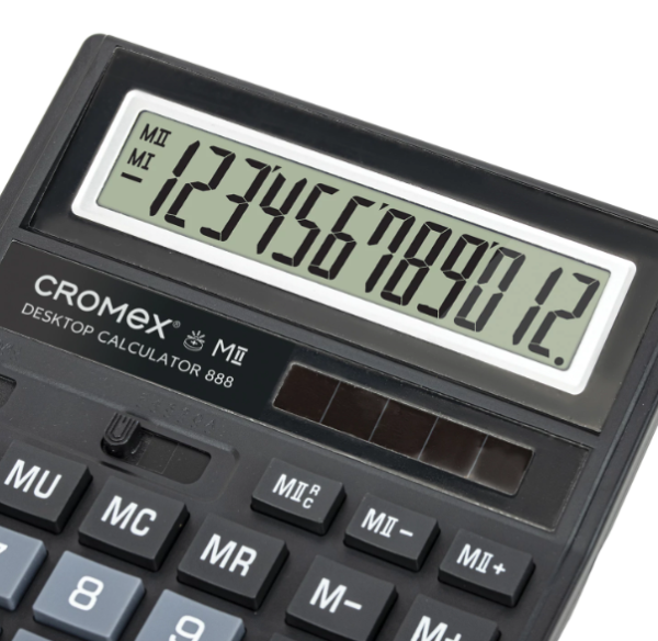 Калькулятор настольный СROMEX 888 (185x145 мм), 12 разрядов, ЧЕРНЫЙ, 271728 фото