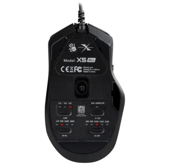 Мышь A4 Tech Bloody X5 Max черный оптическая (10000dpi) USB (9but) фото