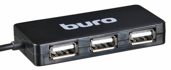 Хаб USB 2.0 Buro BU-HUB4-U2.0-Slim 4порт. черный фото