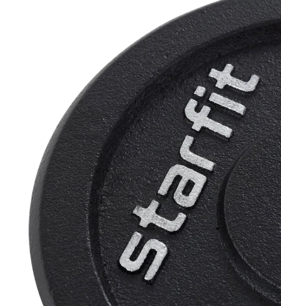 Диск чугунный STARFIT BB-204  5 кг, d=26 мм, черный. фото
