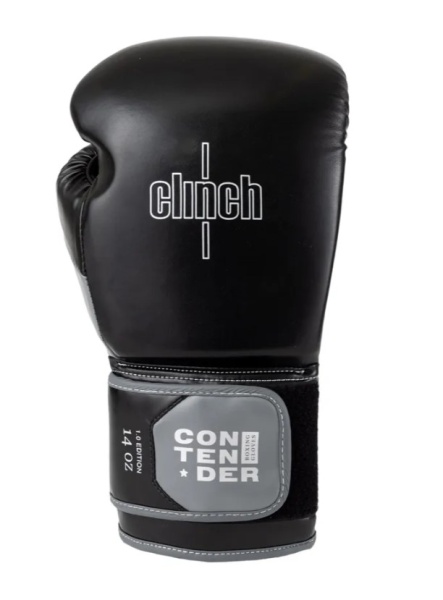 Перчатки боксерские Clinch Contender серебристо-черные (вес 12 унций) C184  фото