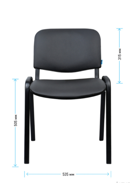 Стул для посетителей Helmi HL-F01 "Изо", каркас черный, обивка кожзам черный фото