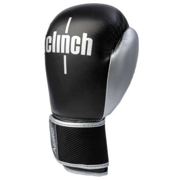 Перчатки боксерские Clinch Aero 2.0 черно-серебристые (вес 12 унций) C136  фото