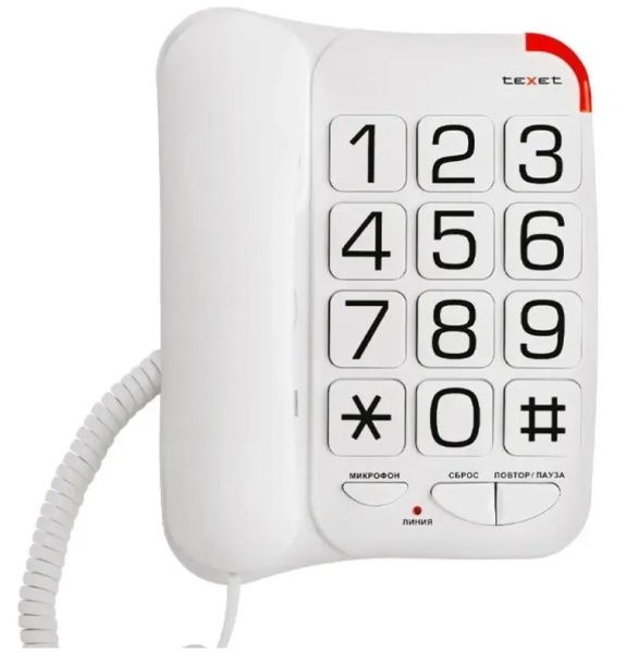 Телефон проводной TEXET TX-201 белый фото