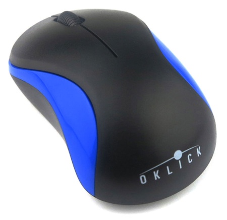 Мышь Oklick 605SW черный/синий оптическая (1200dpi) беспроводная USB (2but) фото