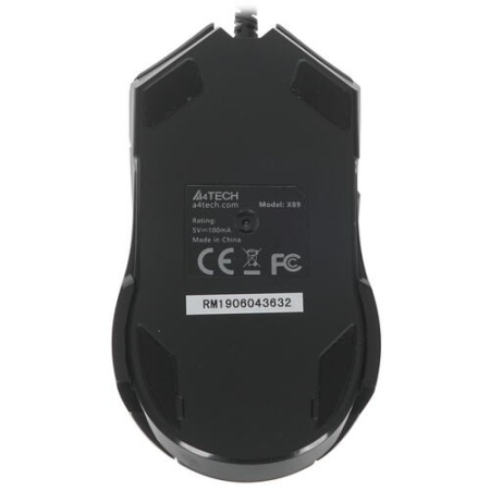 Мышь A4 Tech X89 черный оптическая (2400dpi) USB (8but) фото