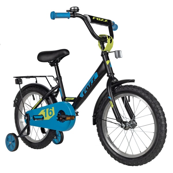 (м) Велосипед детский FOXX 16"163SIMPLE.BK5 чёрный, сталь, тормоз нож, крылья, багажник, полная защ фото