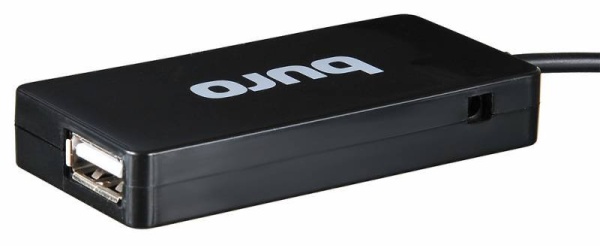 Хаб USB 2.0 Buro BU-HUB4-U2.0-Slim 4порт. черный фото