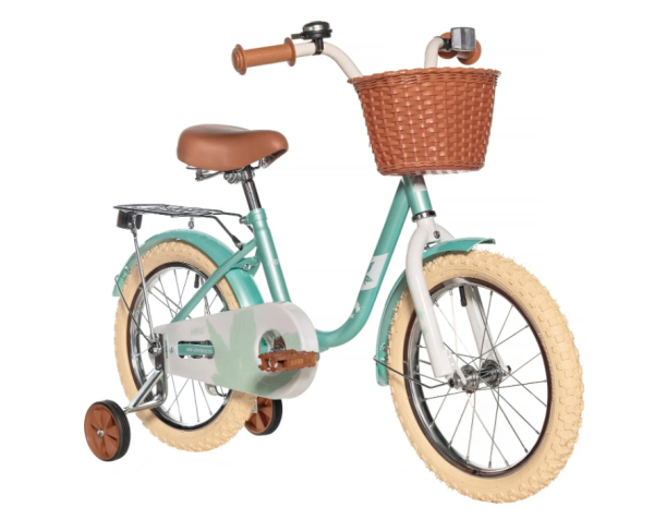 (м) Велосипед детский NOVATRACK 14"144MAPLE.TQ5, светло бирюзовый, полная защита цепи,тормоз нож.,кр фото