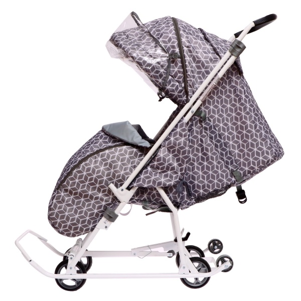 Санки-коляска Ника Наши детки 3-1К с ромбиками серый НДТ3-1К/4 фото