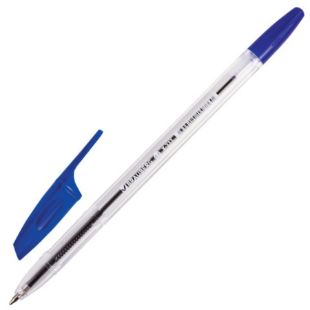 Ручка шариковая BRAUBERG X-333, СИНЯЯ, корпус прозрачный, узел 0,7мм, линия 0,35мм, 142405 фото