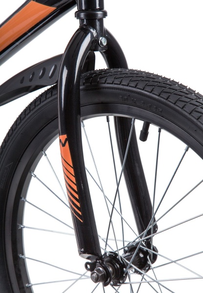 (м) Велосипед детский NOVATRACK 20"205JUSTER.BK23 чёрный, тормоз ножной, защита  А-тип, пластиковые  фото