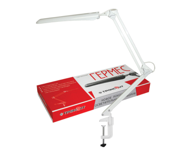 Лампа настольная Гермес на струбцине, СВЕТОДИОДНАЯ, 8 Вт, белый фото