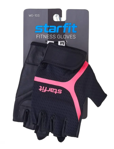 Перчатки для фитнеса STARFIT WG-103, черный/малиновый (S) фото