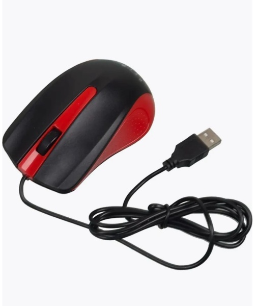Мышь Oklick 225M черный/красный оптическая (1200dpi) USB фото