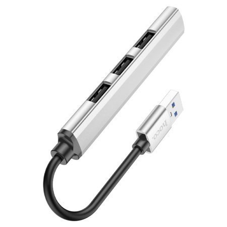 Хаб USB 3.0 HOCO HB26 серебряный фото