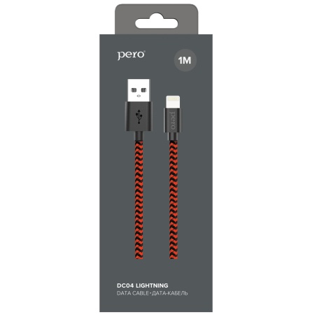 Кабель USB - Lightning PERO DC-04 1м красно-черный PRDC-048P1MRB фото