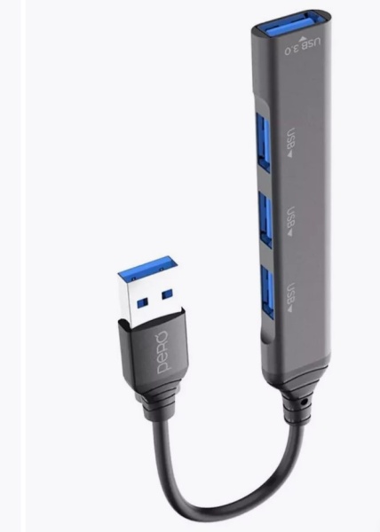 Хаб USB 3.0 PERO MH01 USB-A - USB 3.0+USB 2.0+USB 2.0+USB 2.0, серый MH01GR фото