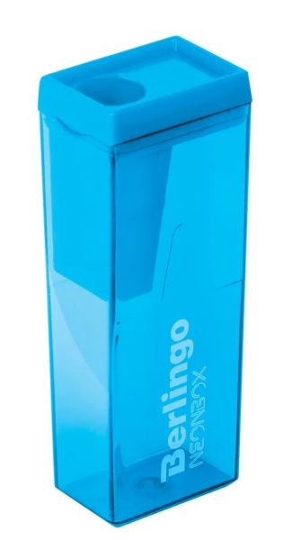 Точилка пластиковая Berlingo "NeonBox" 1 отверстие, контейнер, ассорти фото